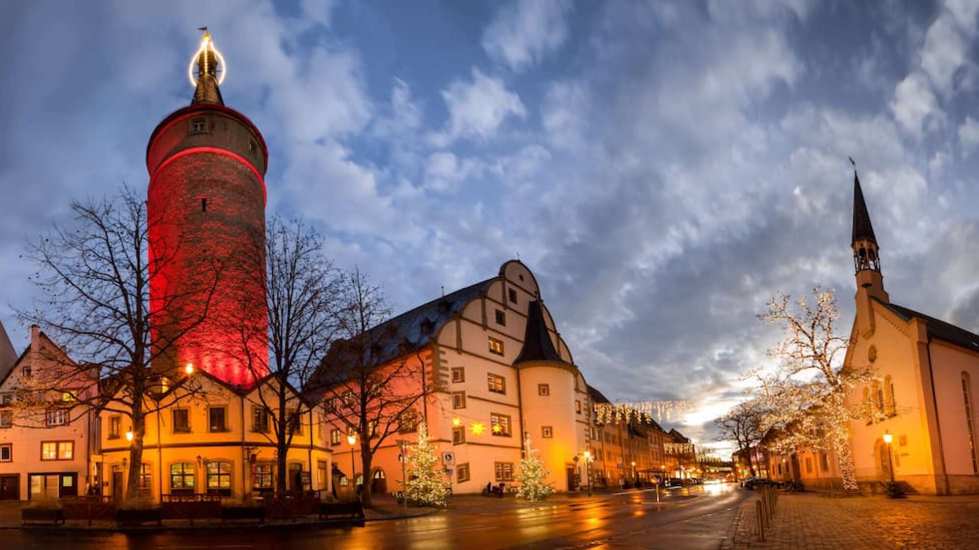 Beleuchtete Straßen in Kitzingen