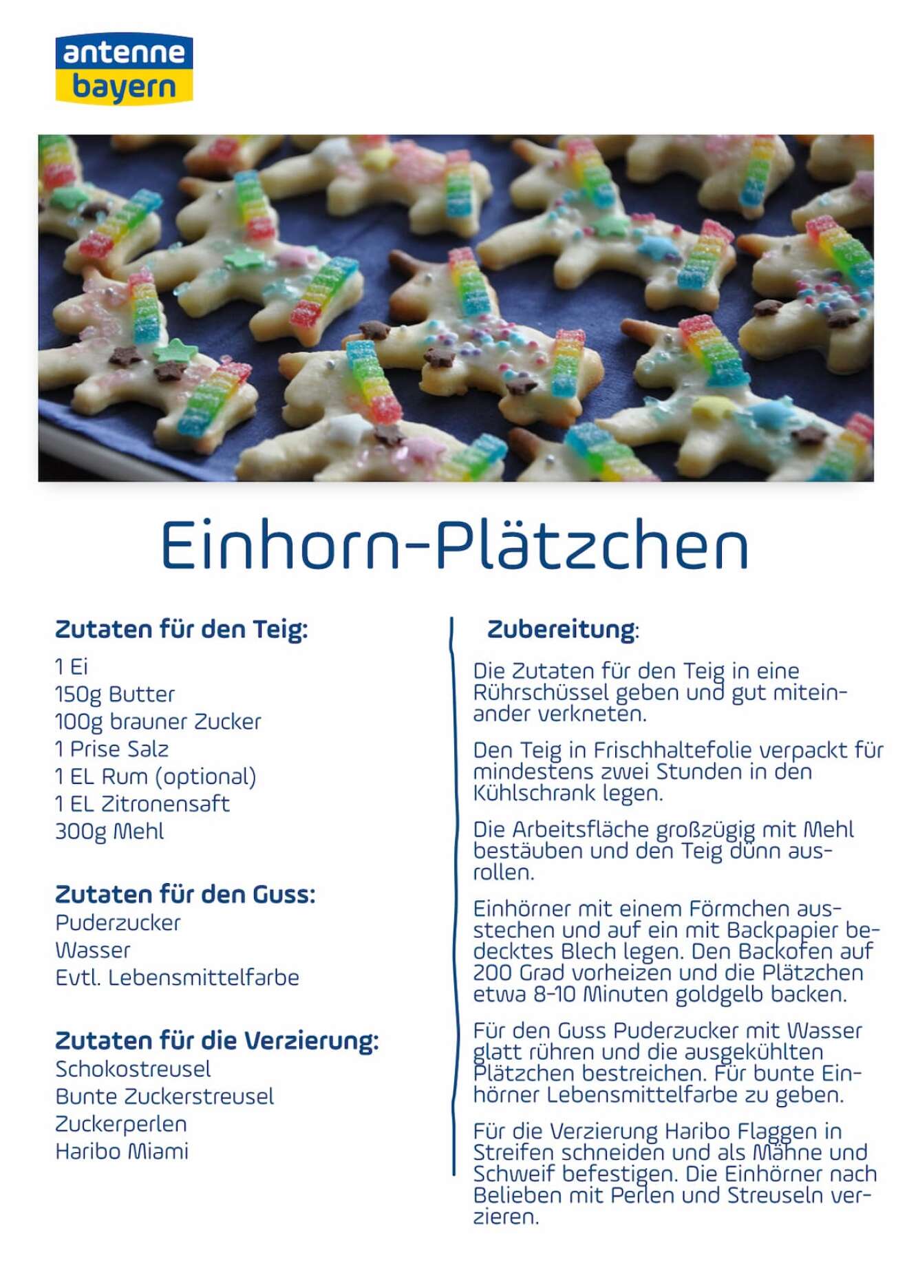 Rezept und Zubereitung für Einhorn-Plätzchen