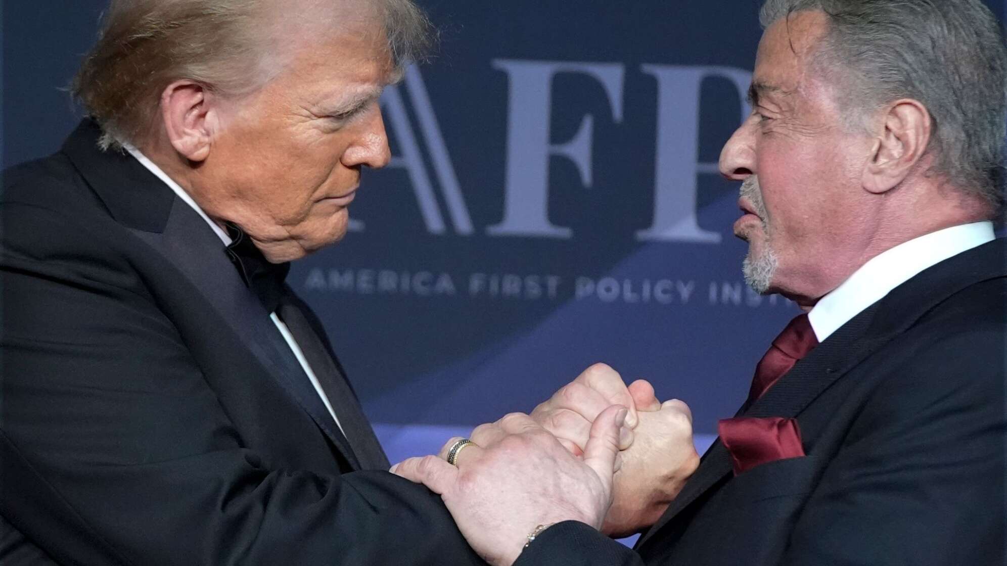 Donald Trump (l.) und Sylvester Stallone