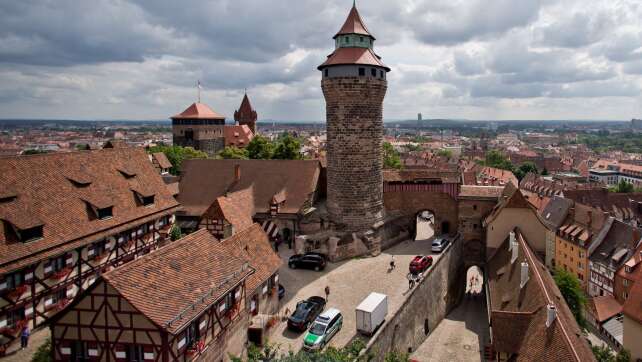 Erster Flug von jungem Wanderfalken der Kaiserburg