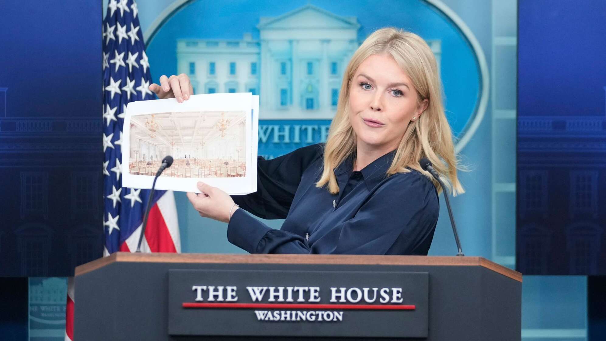 US-Pressesprecherin Leavitt stellt Bauvorhaben vor