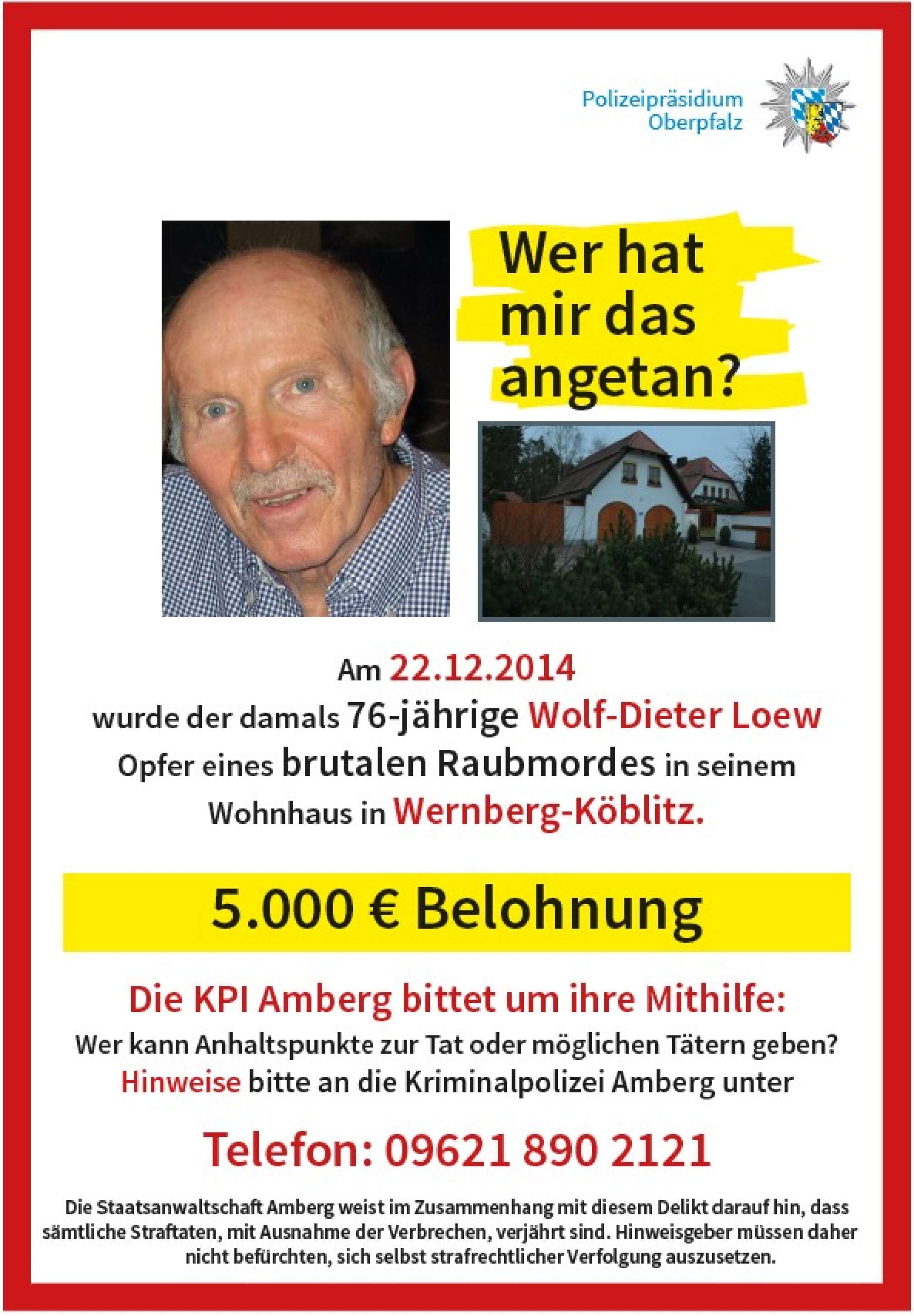 Polizeipräsidium Oberpfalz Mordfall Dieter Loew