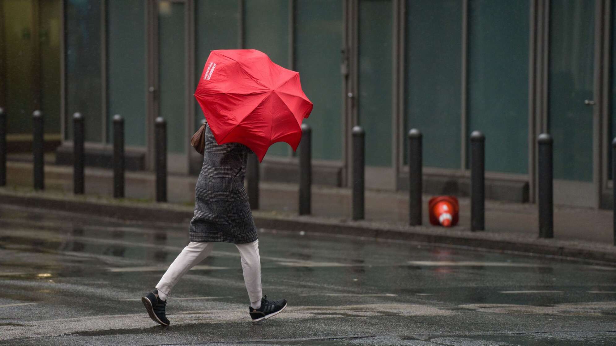 Regen und heftiger Wind in Frankfurt/Main