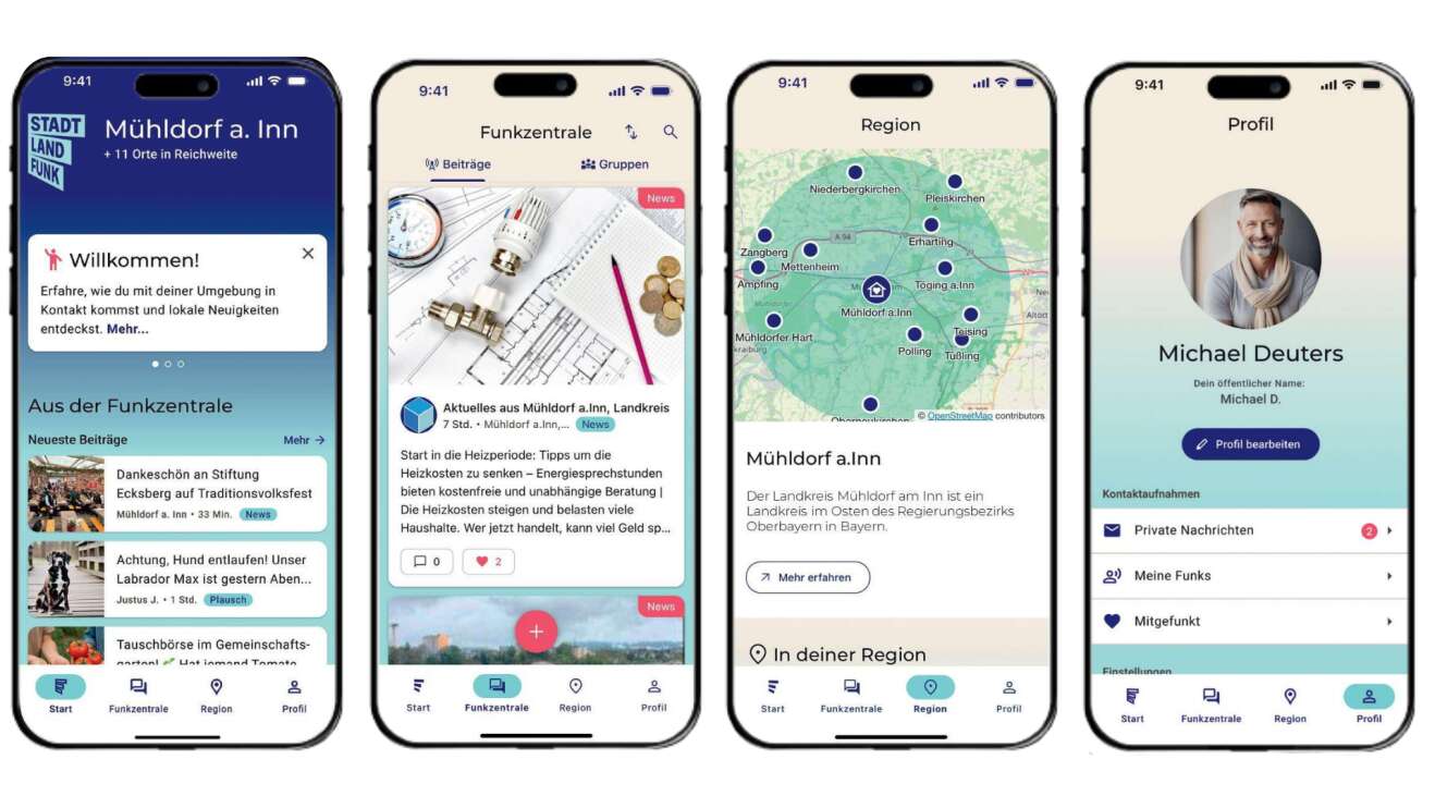 Screenshots der StadtLand.Funk-App