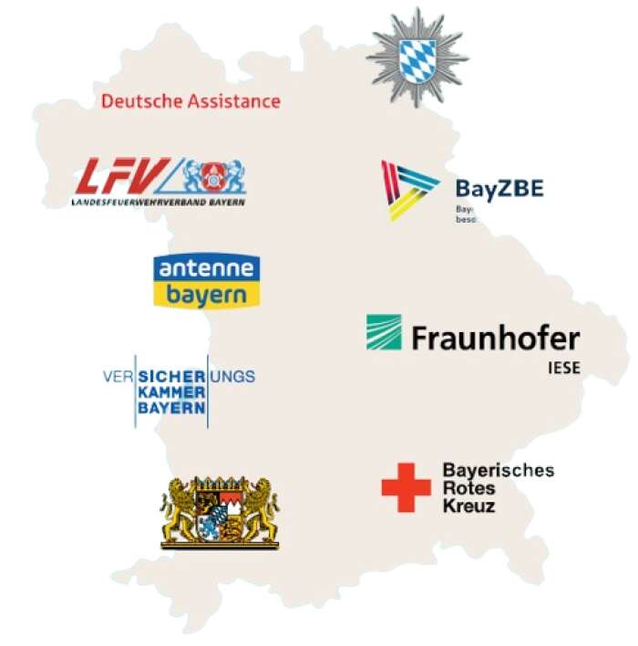 Bayern-Landkarte mit den Partner der StadtLand.Funk-App