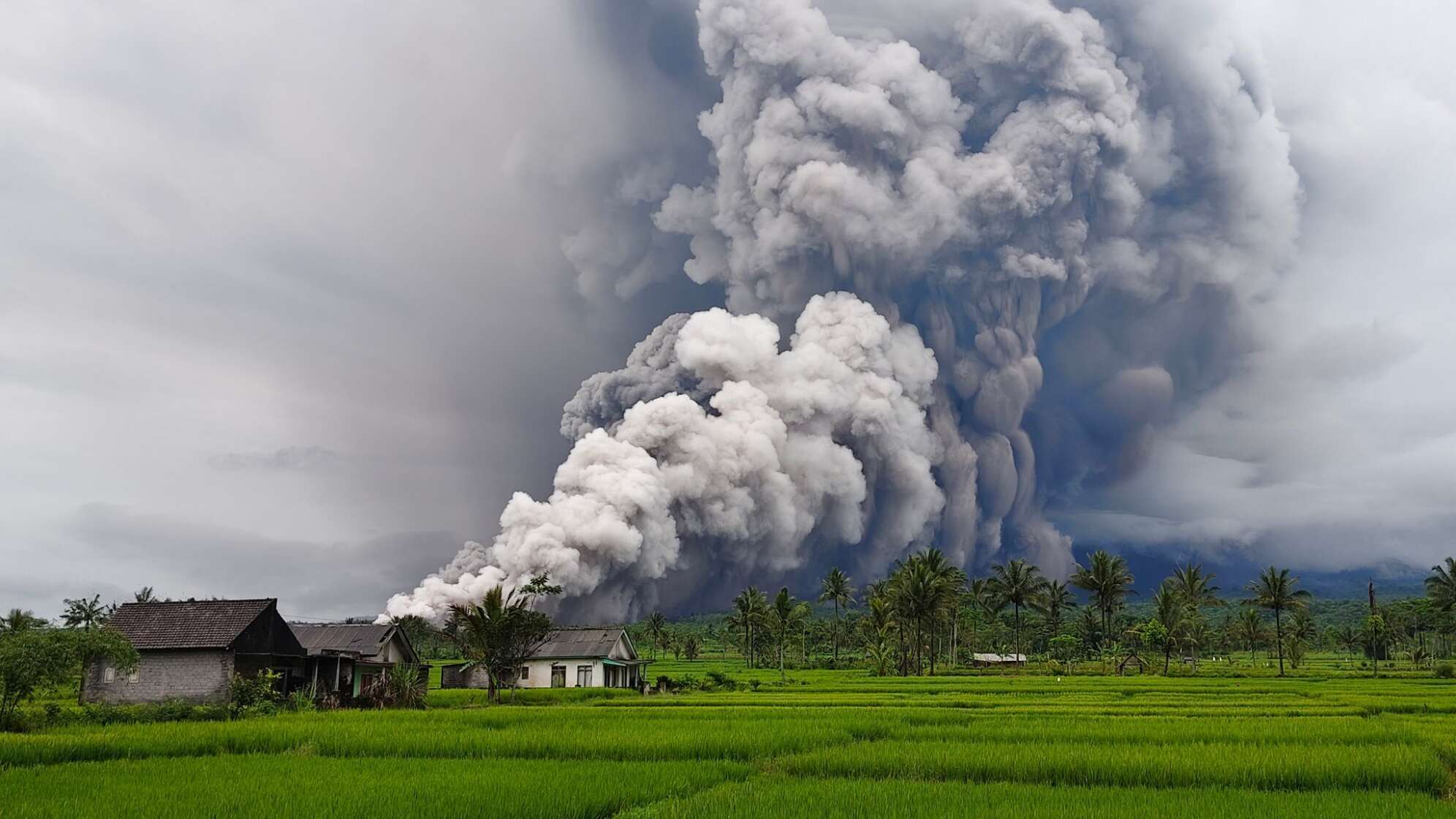 Vulkan Semeru in Indonesien spuckt Aschesäule