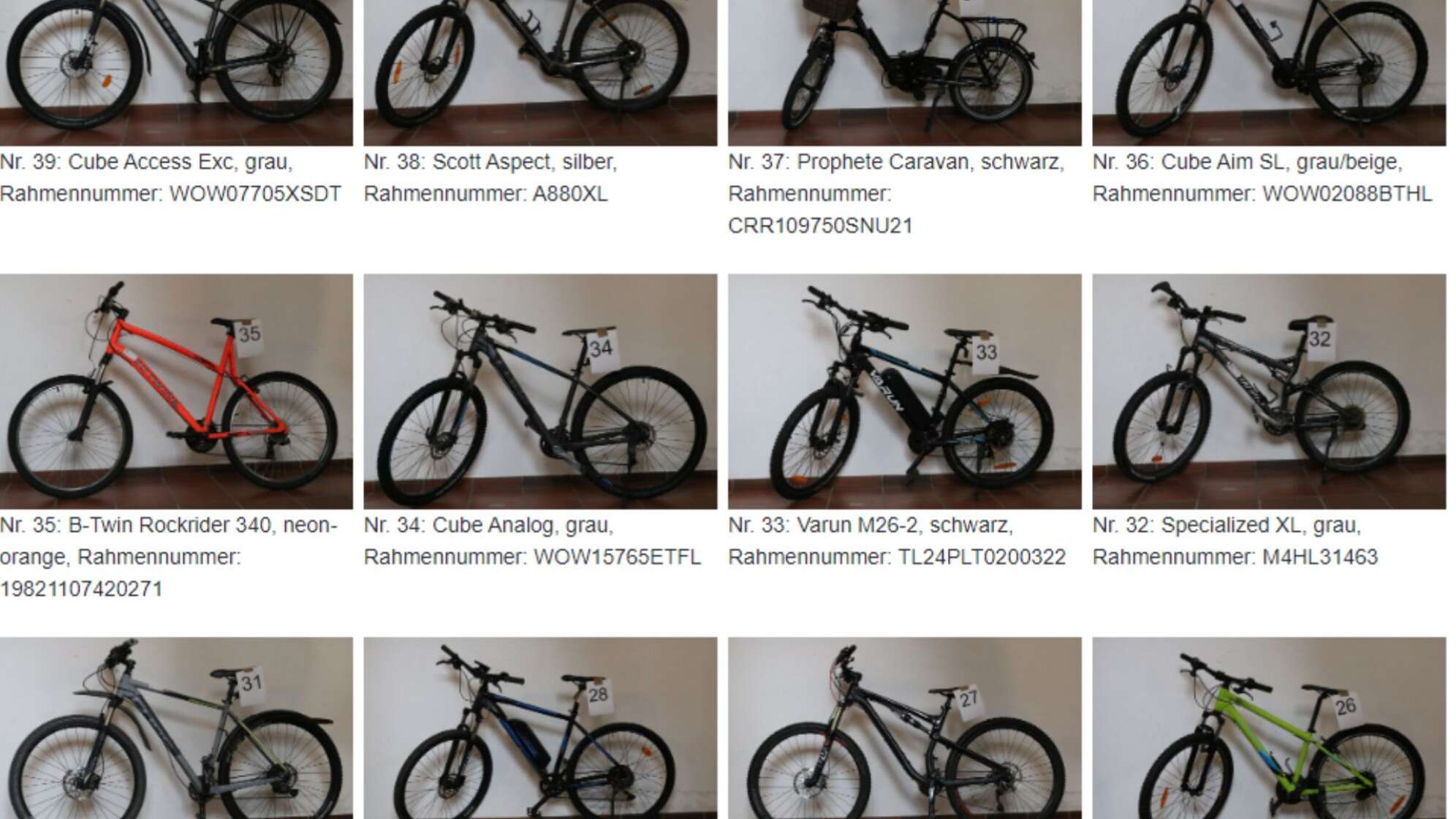 Gestohlene Fahrräder