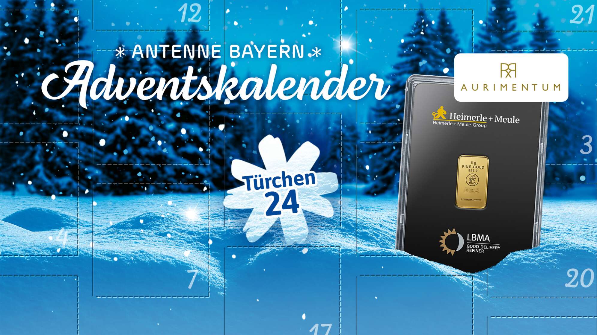 Der ANTENNE BAYERN Adventskalender 2025 - Türchen 24 mit 5 g echtem Gold von Aurimentum