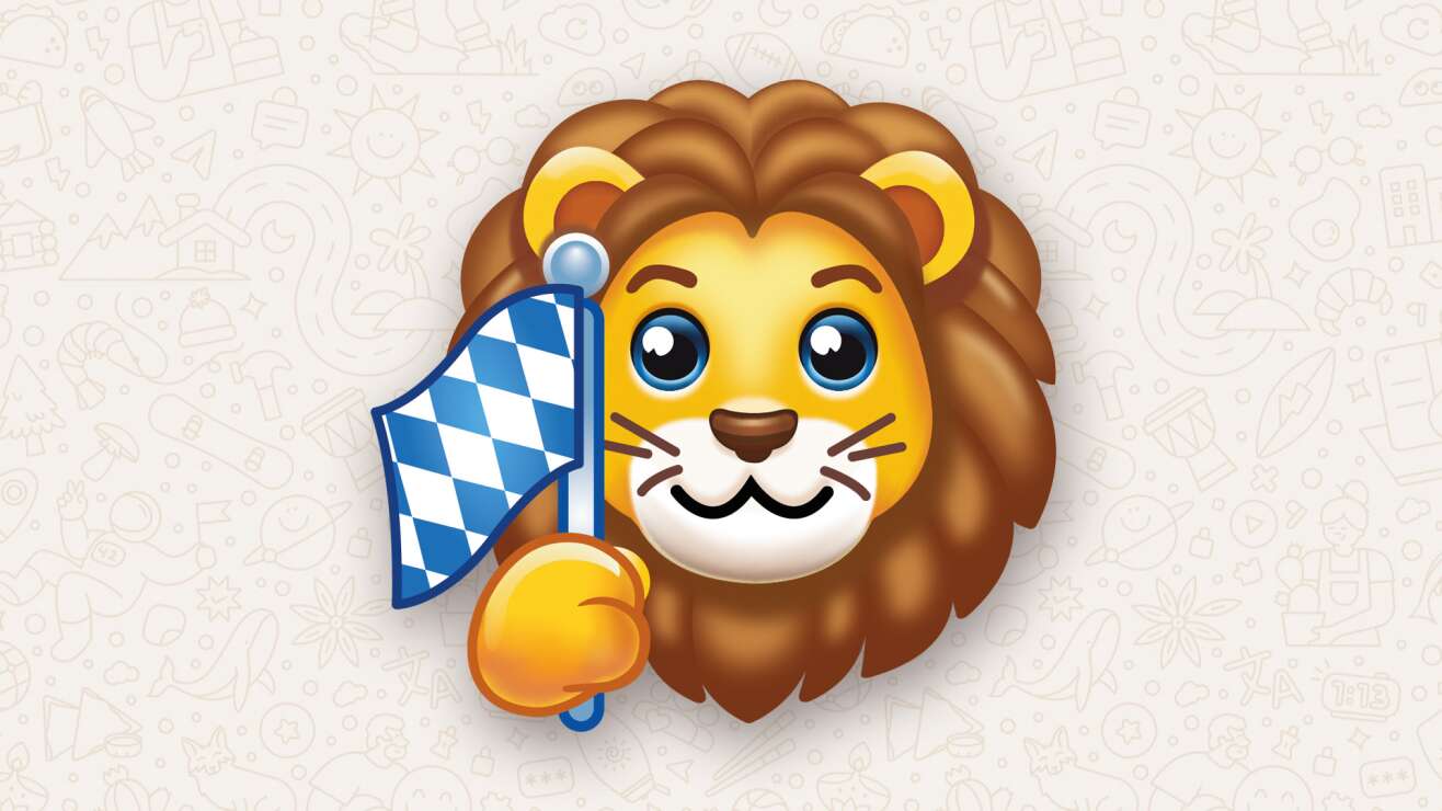 Bayerisches Emoji: Löwe mit weiß-blauer Flagge jetzt als Sticker für WhatsApp