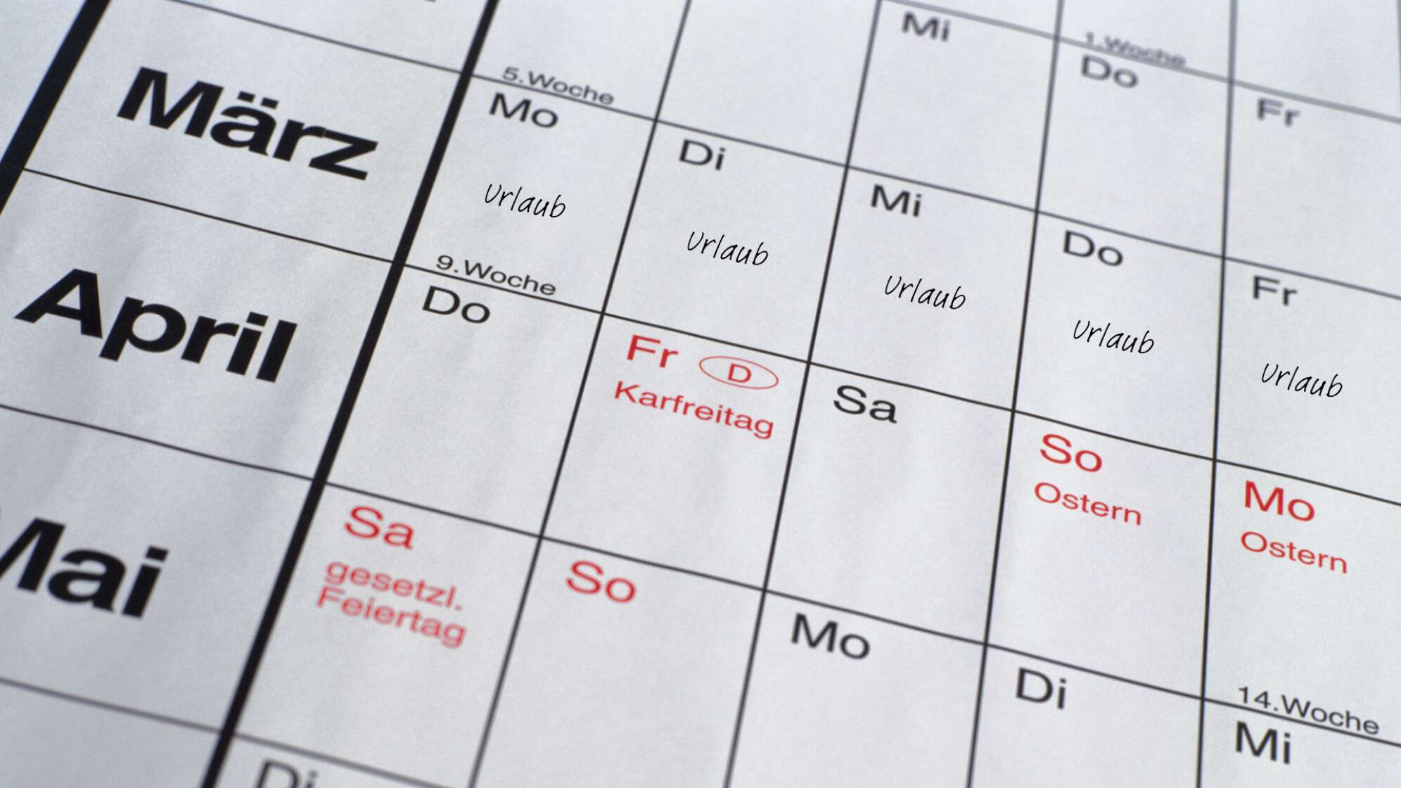 Kalender Urlaubseintrag