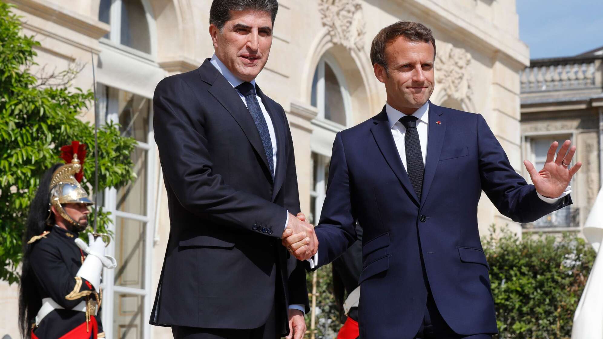 Kurdenpräsident Barsani mit Emmanuel Macron