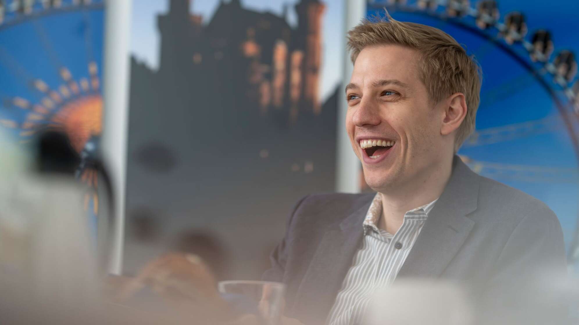 Dominik Krause beim dpa-Redaktionsbesuch