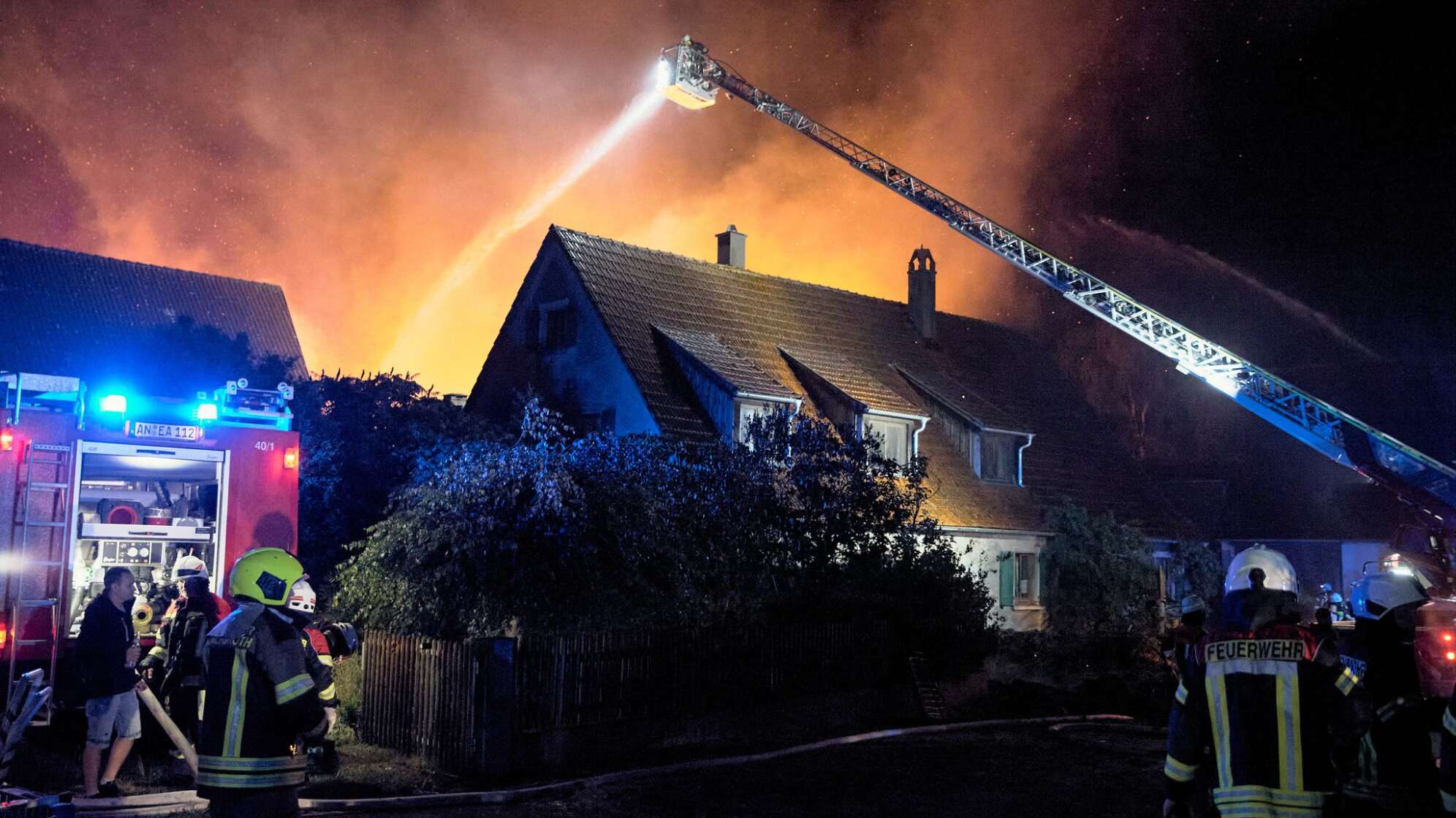 Brand nach Unwetter in Mittelfranken