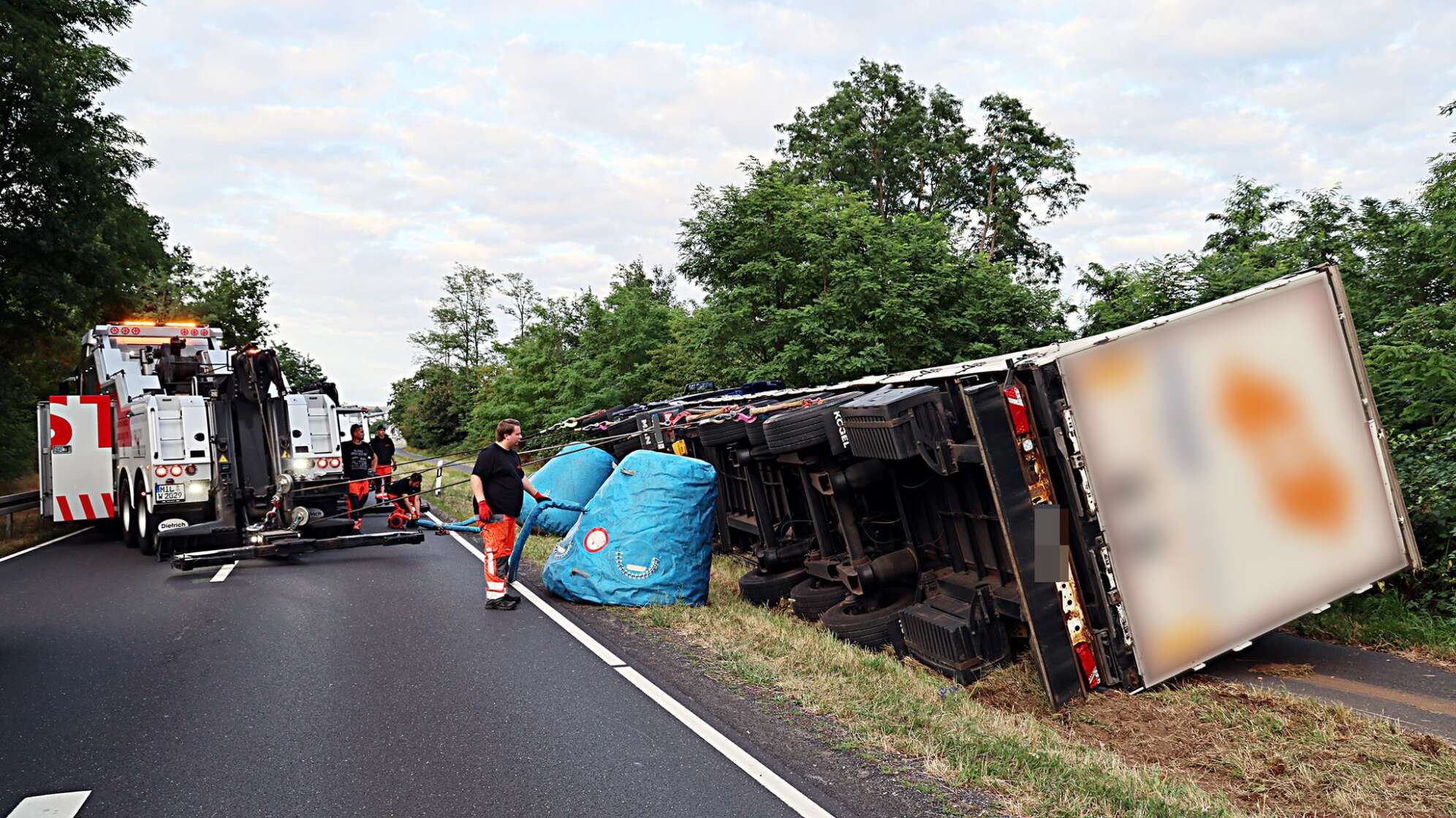 Biene sticht Fahrer - Lkw kippt auf Radweg