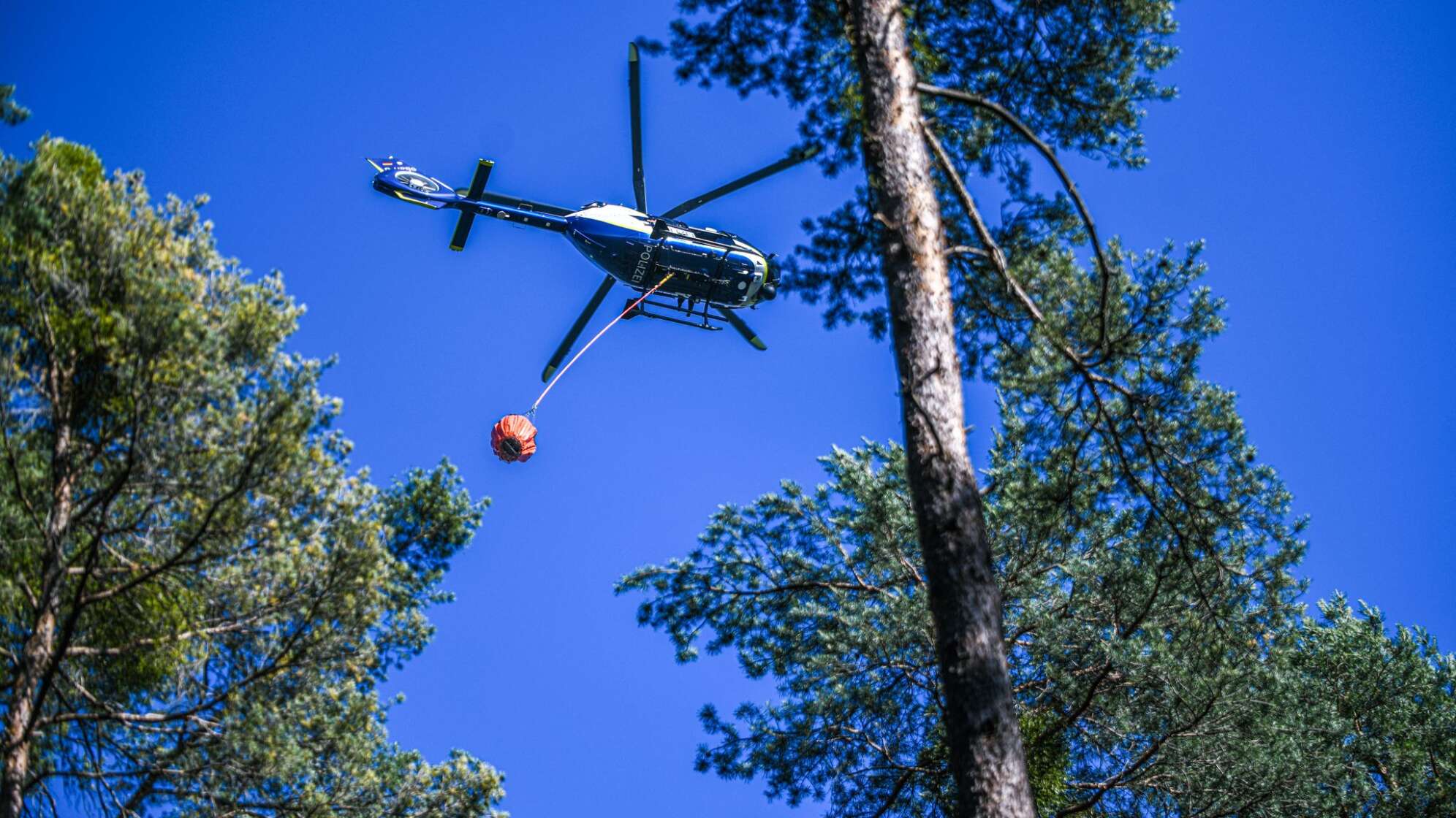Löschhubschrauber bei Waldbrand