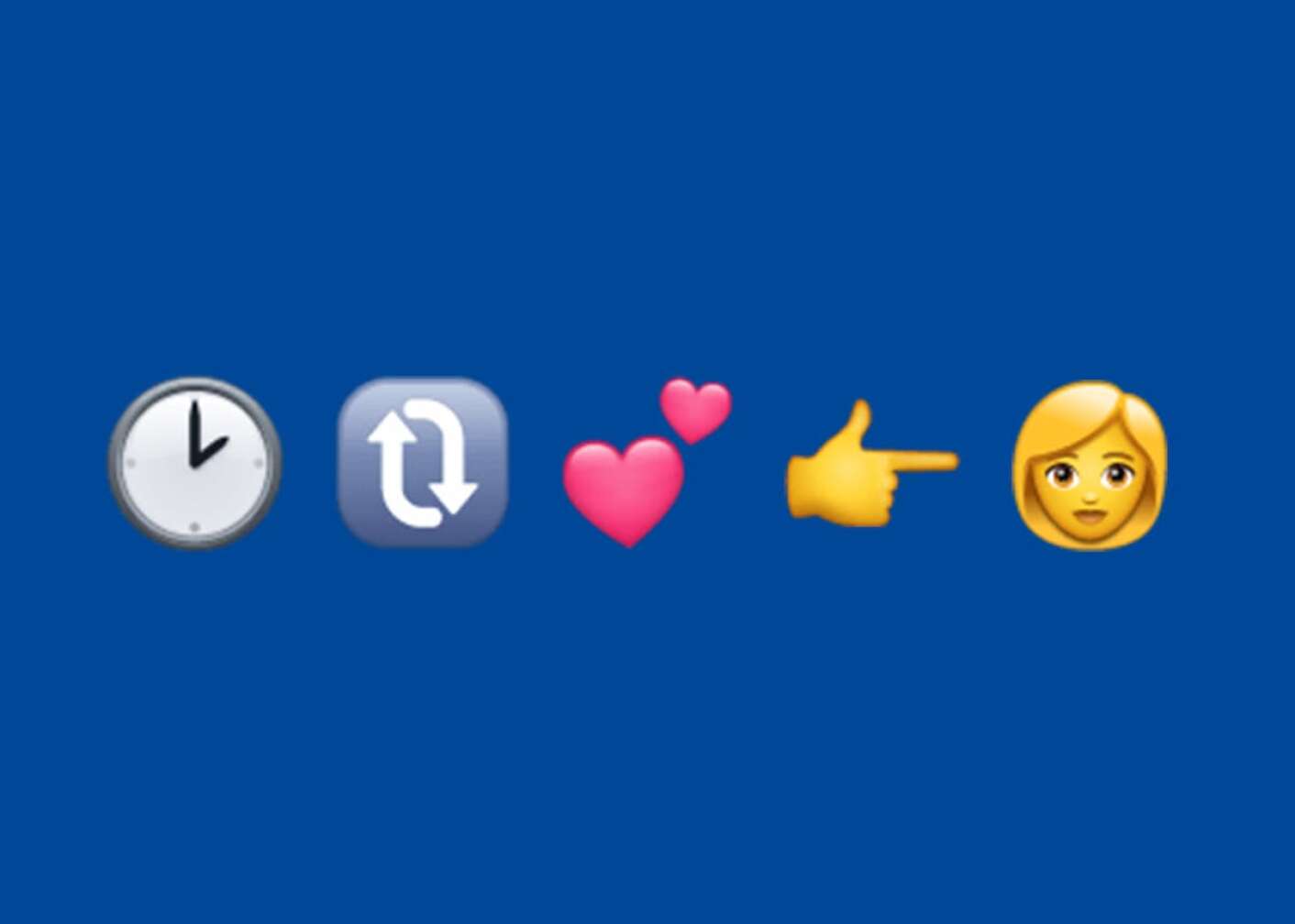 Emoji Uhr, Sauerschleife, Herz, Zeigefinger, Frau
