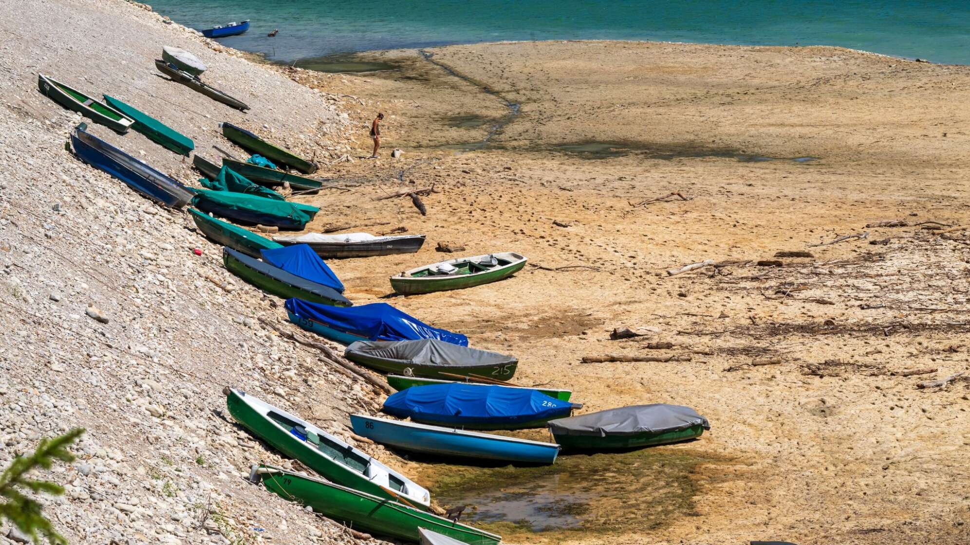Niedrigwasser am Sylvensteinstausee