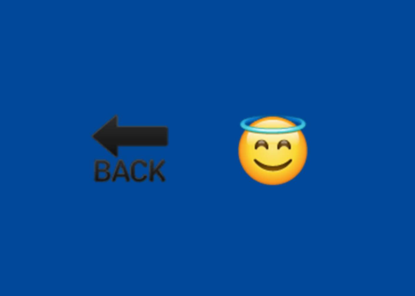 Emoji Back-Pfeil und Emoji mit Heiligenschein