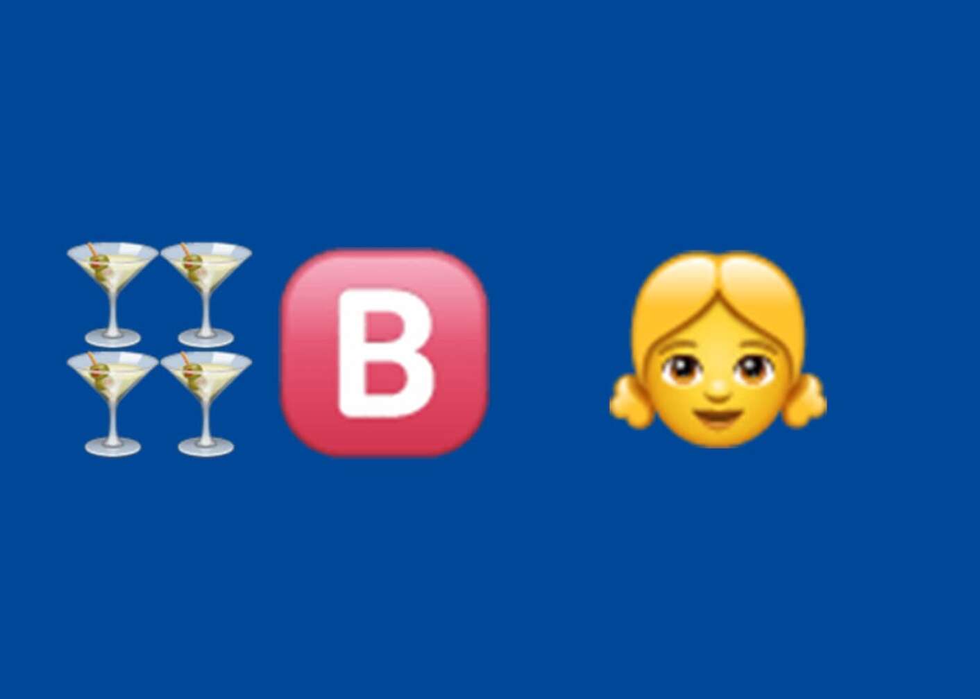 Emoji Martinigläser, Buchstabe und Mädchen
