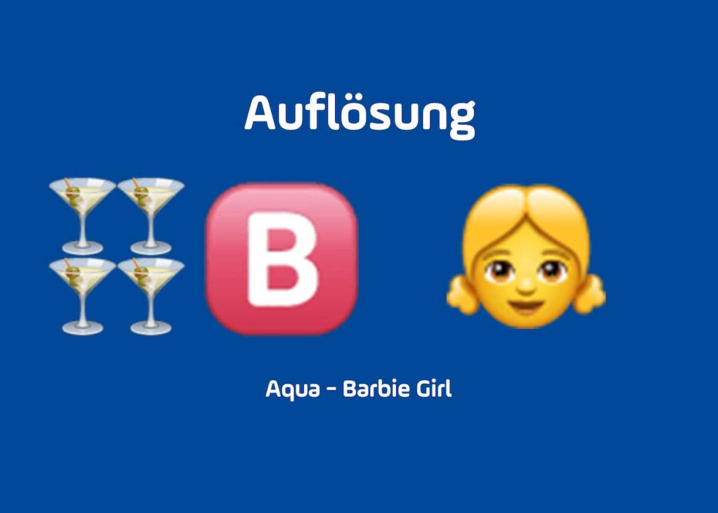 Emoji Martinigläser, Buchstabe und Mädchen Auflösung