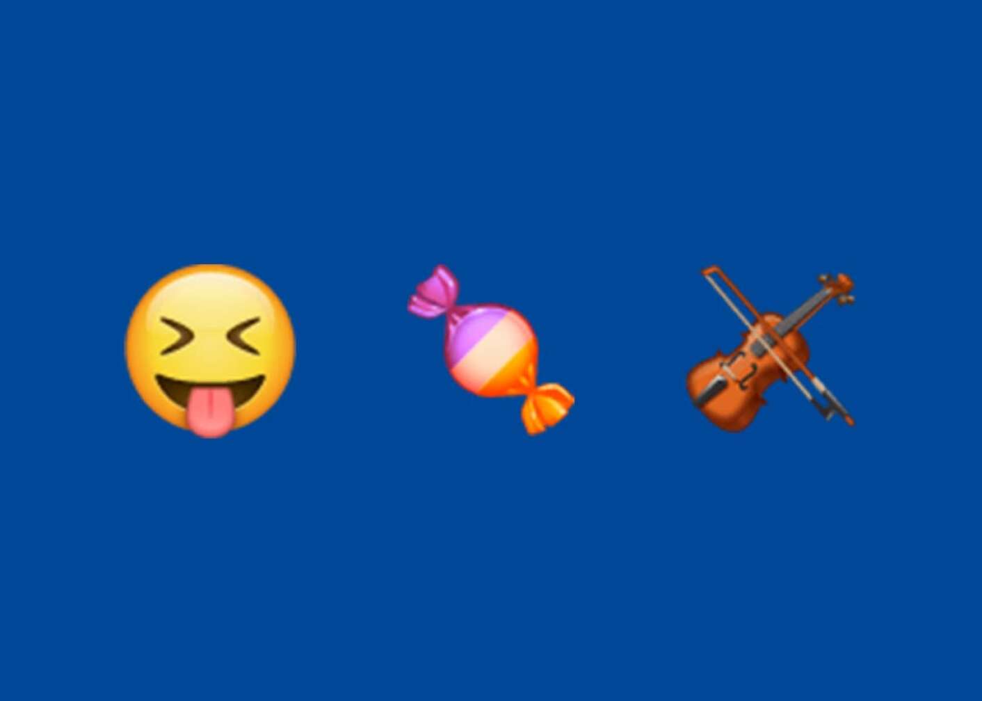 Emoji Bitter, Süßigkeit und Geige