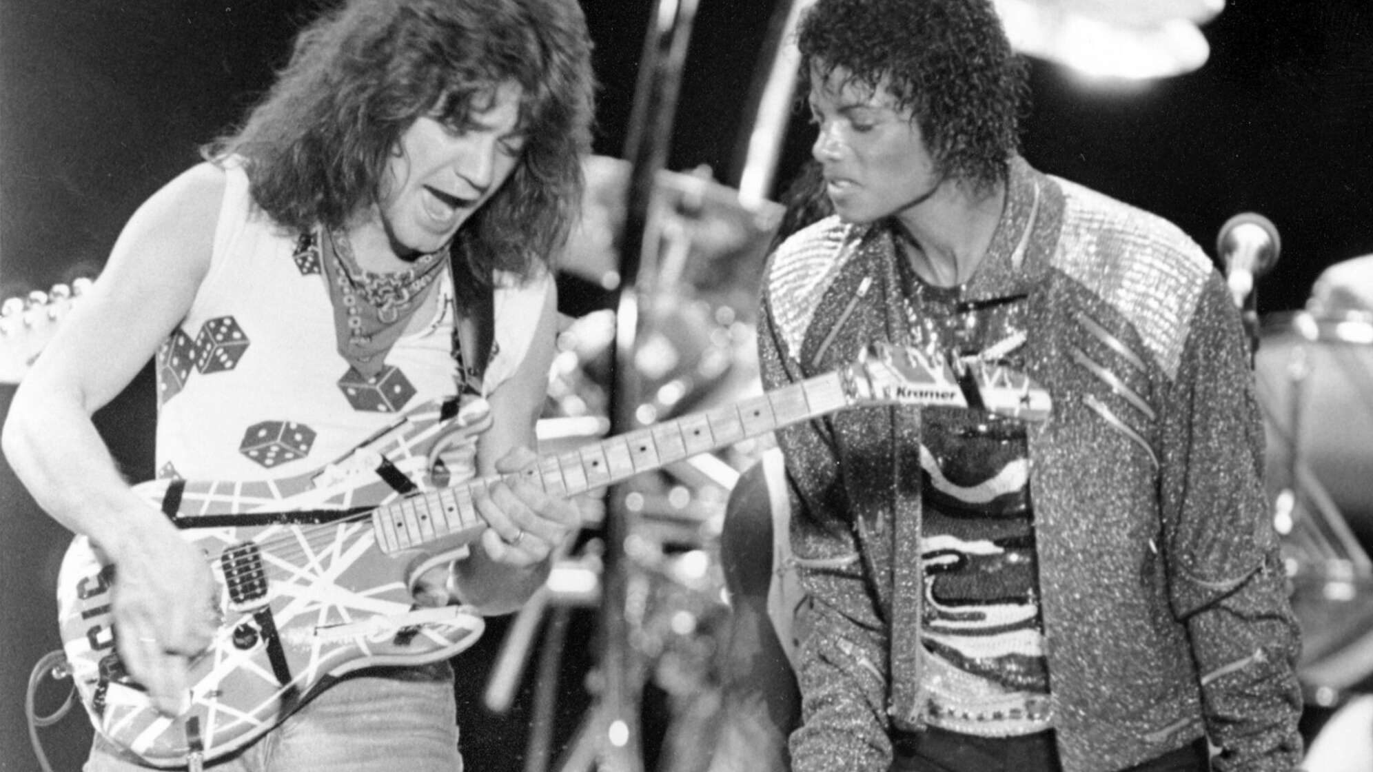 Michael Jackson mit Eddie Van Halen und dessen «Franken-Strat»