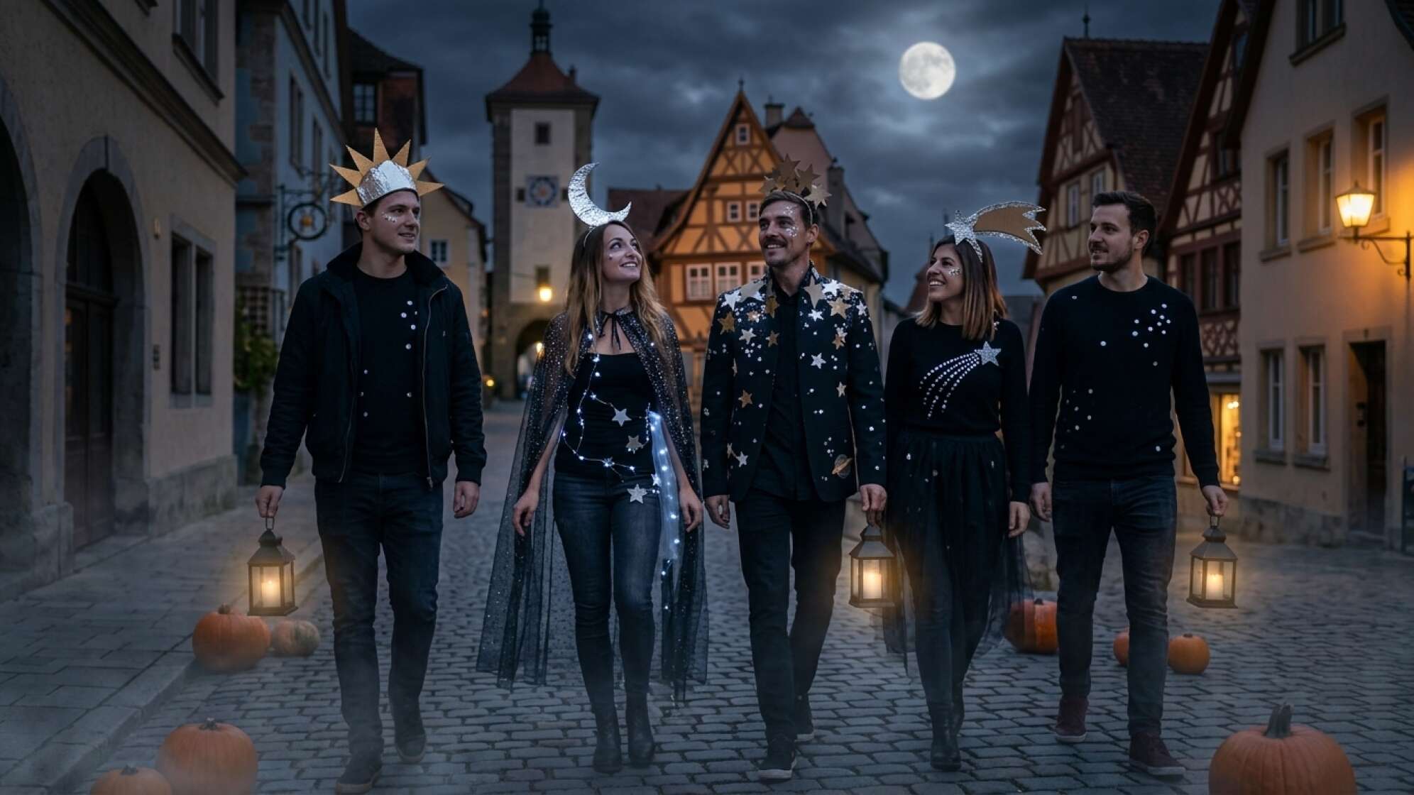 Bild ist KI-generiert und zeigt den Halloween-Kostümtrend "Extra Celestial"