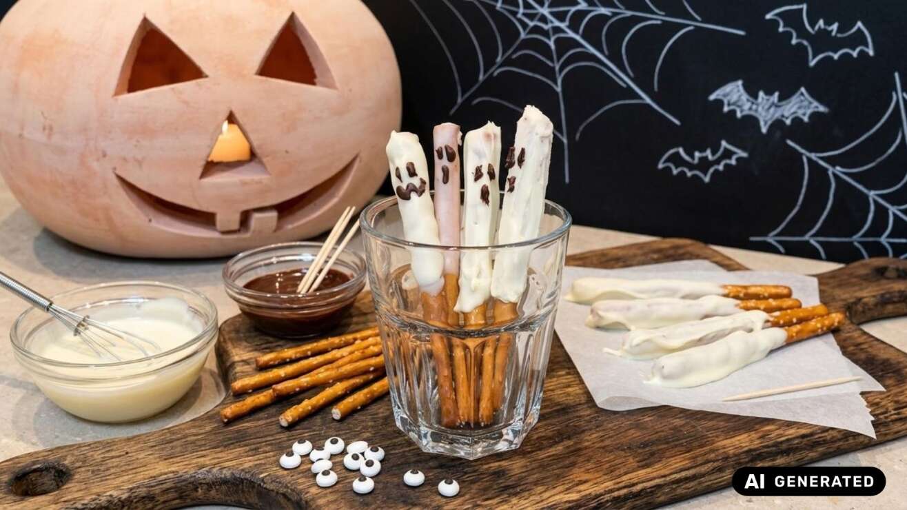 Gespenster-Stangen: Süßer Halloween-Snack mit Brezeln