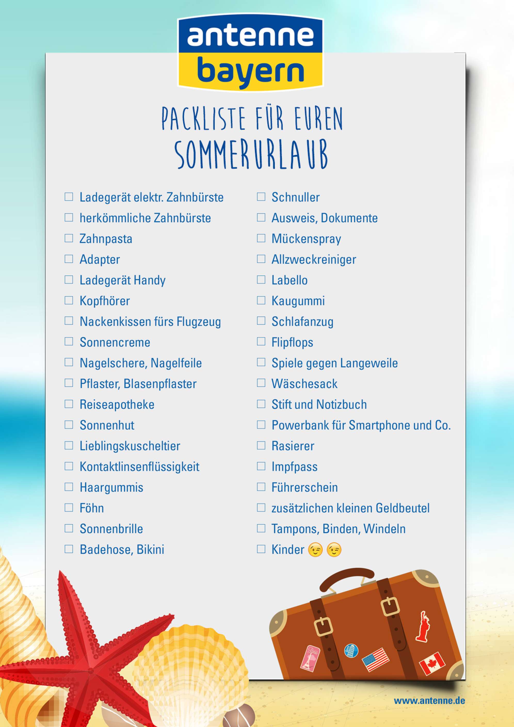 Urlaubspackliste
