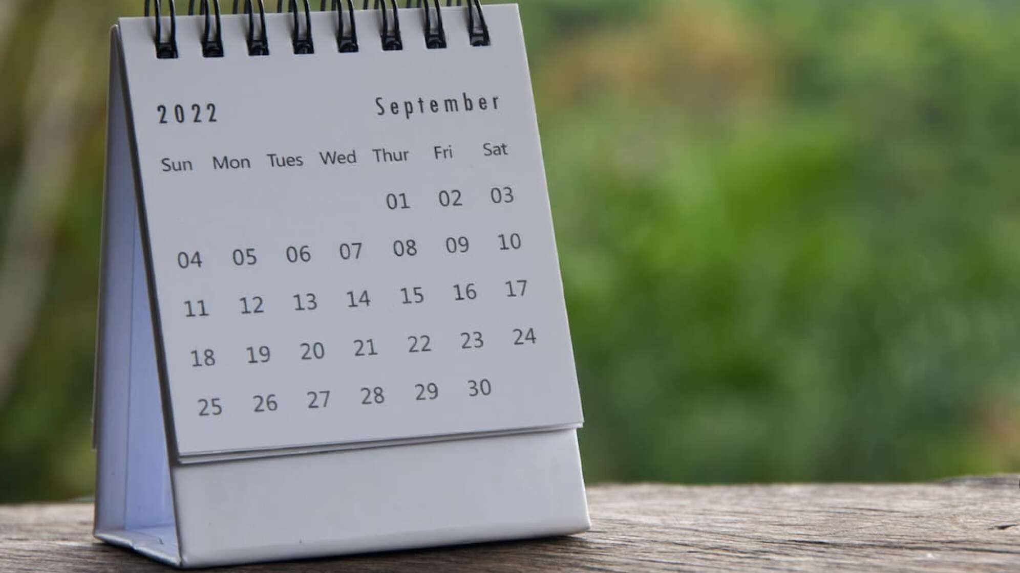 Der September auf einem Kalender.
