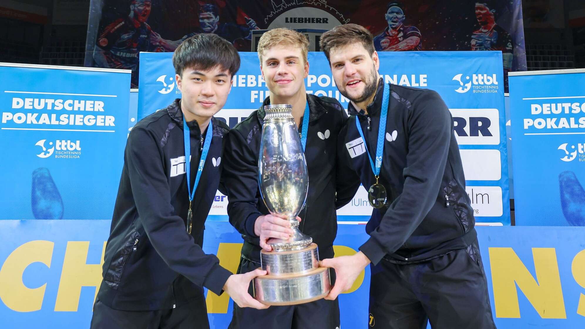 Lin Yun-ju, Truls Moregardh und Dimitrij Ovtcharov