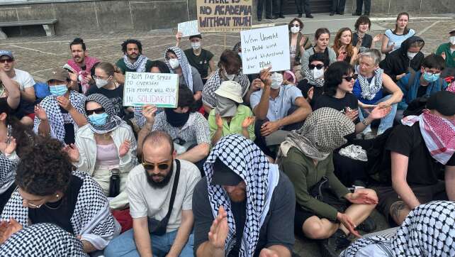 Propalästinensische Proteste vor HU Berlin