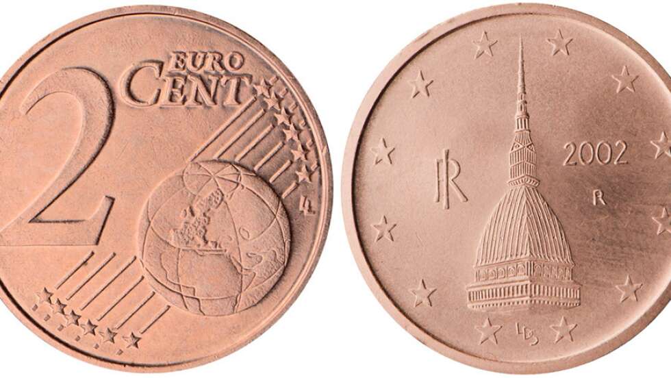 Vorderseite und Rückseite einer 2-Cent-Münze